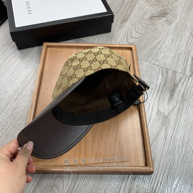 Gucci爆款男士帽子 古馳帆布拼皮印花棒球帽鴨舌帽  mm1752